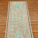 Jute Hand Block Printed Green Runner Rug