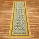 Hand Block Printed Yellow Black Jute Rug