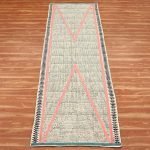 Handmade Block Printed Blue Pink Jute Rug