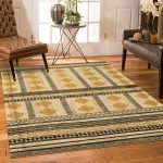 Hand Block Printed Jute Geometric Yellow Rug