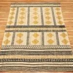 Hand Block Printed Jute Geometric Yellow Rug