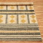 Hand Block Printed Jute Geometric Yellow Rug