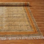 Hand Block Print Cotton Bronze Bordered Area Rug