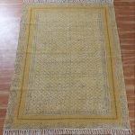 Hand Block Print Cotton Yellow Abstract Rug