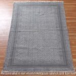 Hand Block Print Cotton Grey Office Area Rug