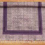 Hand Block Print Cotton Purple Stencil Bordered Rug