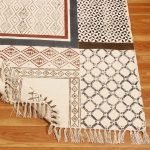 White Andrea Bordered Hand Block Print Cotton Rug