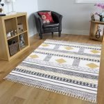 Natural Cotton Hand Block Printed Moroccan Square Rug