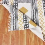 Natural Cotton Hand Block Printed Moroccan Square Rug