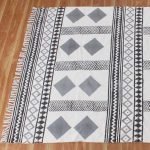 Natural Cotton Hand Block Printed Grey Rug