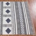 Natural Cotton Hand Block Printed Black Office Rug