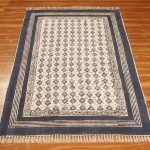 Cotton Hand Block Printed Navy Blue Area Rug