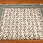 Blue Hand-Block Printed Cotton Large Area Rug