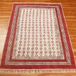 Hand Block Printed Red Cotton Area Rug