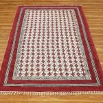 Hand Block Cotton Printed Pink Area Rug