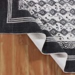 Hand Block Printed Cotton Bordered Black Rug