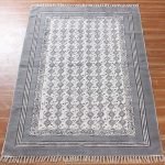 Hand Block Printed Crafted Grey Cotton Rug