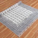 Hand Block Printed Crafted Grey Cotton Rug