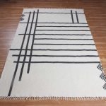 Hand Block Printed Black Striped Cotton Rug