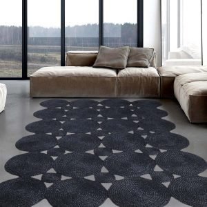 Black Scalloped Hand Braided Jute Dinning Area Rug