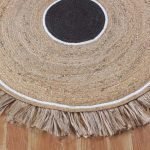 Handmade Beige Black Geomtric Round Area Rug