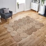 Hand Braided Beige Scalloped Natural Jute Dinning Area Rug