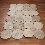 Hand Braided Beige Scalloped Natural Jute Dinning Area Rug