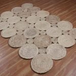 Hand Braided Beige Scalloped Natural Jute Dinning Area Rug