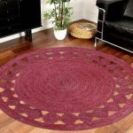 Hand Braided Natural Red Jute Round Area Rug