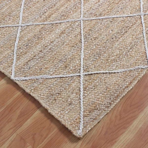 Hand Braided Beige Square Checked Jute Office Area Rug - Image 6