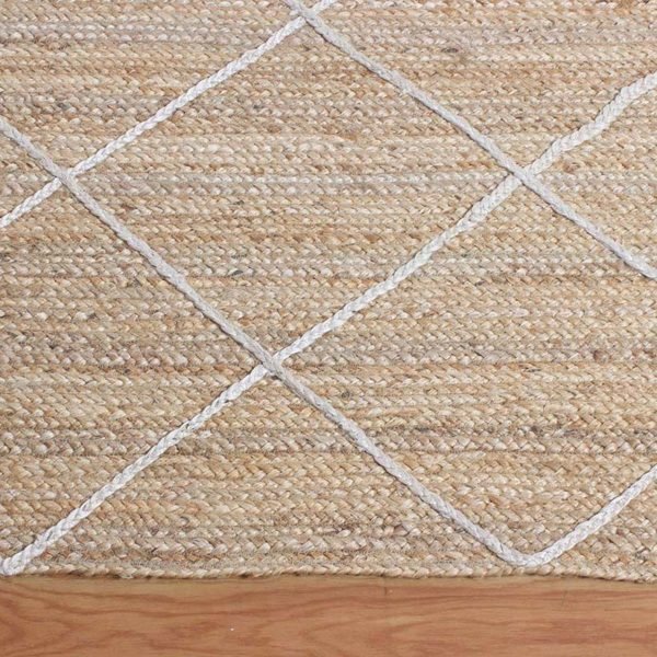 Hand Braided Beige Square Checked Jute Office Area Rug - Image 7