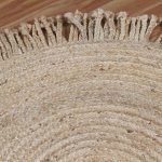 Handmade Natural Jute Beige Round Geometric Area Rug