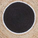 Handmade Black Beige Natural Jute Round Outdoor Area Rug