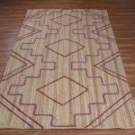 Handmade Jute Geometric Beige Red Area Rug