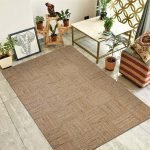 Handmade Natural Jute Geometric Beige Checked Area Rug