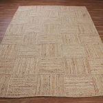 Handmade Natural Jute Geometric Beige Checked Area Rug