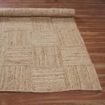 Handmade Natural Jute Geometric Beige Checked Area Rug