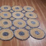 Hand Braided Cotton and Jute Scalloped Blue Beige Rug