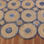 Hand Braided Cotton and Jute Scalloped Blue Beige Rug