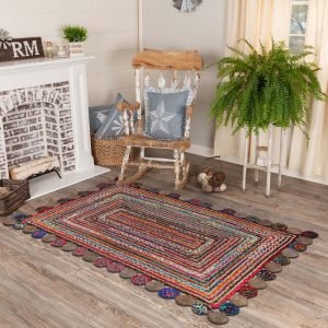 Handmade Scalloped Cotton and Jute Multicolor Rug