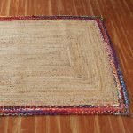 Handmade Bordered Square Cotton and Jute Multicolor Rug