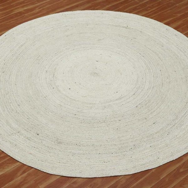 Hand Braided White Jute Round Rug Inspired Home Decor - Image 3