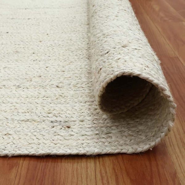 Hand Braided White Jute Round Rug Inspired Home Decor - Image 4