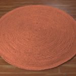 Handmade Round Area Geometric Orange Jute Rug