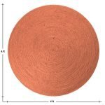 Handmade Round Area Geometric Orange Jute Rug