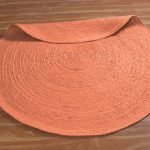 Handmade Round Area Geometric Orange Jute Rug