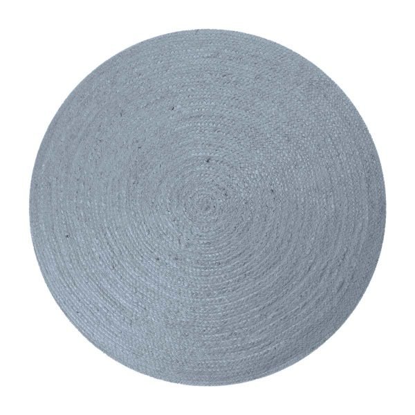 Hand Braided Round Area Geometric Grey Rug