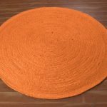 Hand Braided Round Geometric Orange Rug