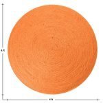 Hand Braided Round Geometric Orange Rug