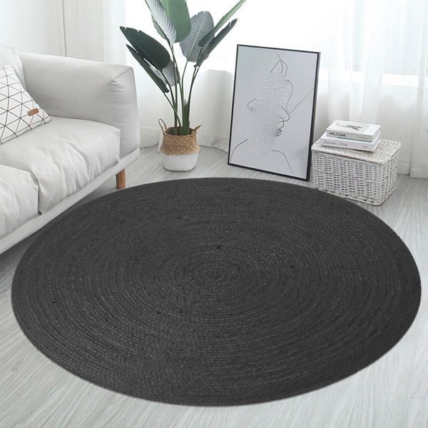 Handcrafted Circular Geometric Jute Area Rug - Image 3